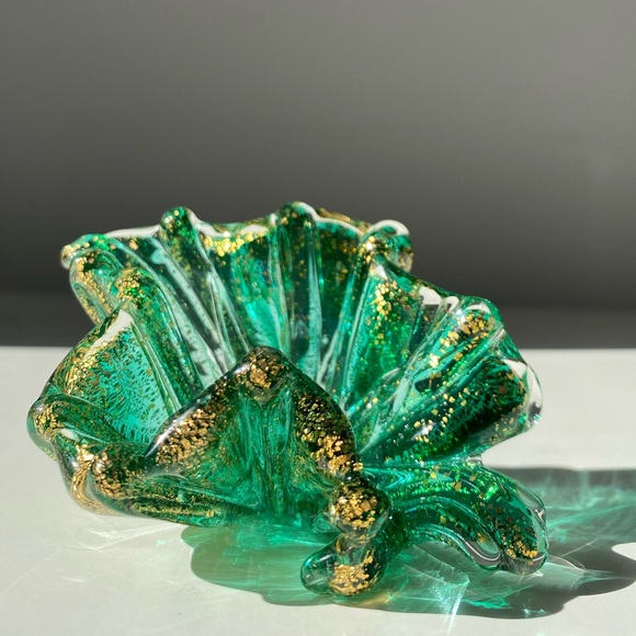 Vintage Teal Murano Glass  Small Trinket Dish / Salt Cellar - Picture 5 of 10